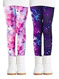 Adorel Mädchen Thermoleggings Bunt Gefütterte Winter Hosen Leggings 2er-Pack Galaxis Rosa & Violett 128 EU (Herstellergröße 130)