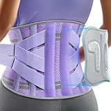 Rakiie Rückenstützgürtel für Damen, 9-faches Rückenbandage, Ergonomische Lendenwirbelstütze mit 3D-Pad, Nierengurt von Rückenschmerzen, Lila Größe M (Taille: 85-100CM)