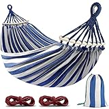 Hängematte Outdoor Camping Hängematte mit gebogener Holzstange, Befestigungsgurte und Tragetasch für Indoor, Balkon, Terrasse, Garten, Rucksackreisen
