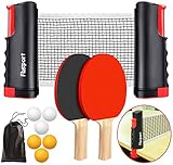 tischtennisnetz Tischtennis set mit Netz Tischtennis set kinder tischtennisschläger set mit Netz Ausziehbare Tischtennisnetze,6 Ping-Pong Bälle,1*Mesh Bag,tragbar Tischtennissets Spiel