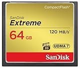 SanDisk Extreme CompactFlash Speicherkarte 64 GB (Für DSLR-Kameras, UDMA7, Schreiben mit 85 MB/s, Übertragen mit 120 MB/s, VPG-20 für Full-HD-Video)