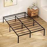 Xbro Bett 140 x 200 cm,Bettgestell 140 x 200 cm Höhe 37 cm mit Stauraum Unter dem Bett,Doppelbett 140 x 200 cm,Metallbett Metall Plattform Bettgestell,Leicht zu Montieren und Stabil,Schwarz