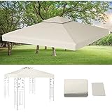 Sonnewelt Pavillondach 3x3m, Pavillon Ersatzdach Wasserdicht Partyzelt ersatzbezug Doppeldach Schutzhaube UV-Schutz Pavillonabdeckung Festzelt überdachung Beige