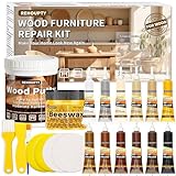 Holz Kratzer Ausbessern Reparatur Set, Alles-in-Einem Laminat Reparaturset Enthält Holzkitt & 12 Farben Holzspachtelmasse und Holzwachs, Möbel Reparatur Set von Kratzer, Risse, Löcher, Verfärbungen