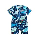 ensswliz Baby Jungen Badeanzug Einteiler Kurzarm Reißverschluss Bademode Badeanzug Rashguard Bademode Strandmode Sunsuit Neoprenanzug, A-Blau, 4-5 Jahre