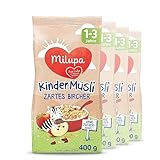 Milupa Kindermüsli Zartes Bircher – Getreide Frühstück Müsli von 1 bis 3 Jahre, Ohne Zuckerzusatz, Babynahrung, 4 x 400g