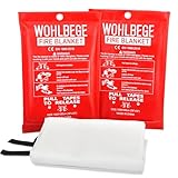 Wohlbege 2 Packungen 101,6 x 101,6 cm Fiberglas-Feuerlöschdecke, sicher und zuverlässig für die ganze Familie