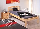 Inter Link – Holzbett - Bettrahmen – Bettgestell – Jugendbett – Gästebett – Einzelbett – Modernes Bett aus Kiefer Massivholz – ohne Lattenrost – Natur Lackiert – Jana 90 x 200 cm