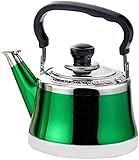 Wmmner Elektrischer Wasserkocher aus Edelstahl mit traditionellem Ausguss, leicht für den Einsatz auf dem Kochfeld oder dem Herd, Wasserkocher, Teetopf (Grün, 1,5 l)