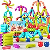 AOUVT 64 Pcs Magnetische Bausteine Spielzeug, 3D Konstruktions Spielzeug, Magnetspielzeug für Kinder, Pädagogisches Lernspielzeug, Geeignet für Jungen und Mädchen im Alter von 3 4 5 6 7 8 Jahren