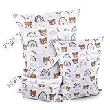 MXTIMWAN 3 Stück Wetbag Kindergarten, wasserdichte Stoffwindeln Nasstaschen, Wiederverwendbare Wet Bag mit Reißverschluss, Wickeltasche Wetbag für Windeln, Badeanzügen, Feuchttücher