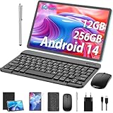 Android Tablet,11 Zoll Tablet Android 14 mit Tastatur, 12GB+256GB, 1TB Expand, Tablet PC mit Octa-Core, 8000mAh, 2.4G/5G WiFi, 13MP+5MP Kamera, 2 in 1 Tablet mit Tastatur Tasche, Maus, Stylus(Schwarz)