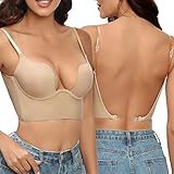 CMTOP Damen BH Deep U Bra Multiway Plunge Push-Up Unterwäsche Mit Abnehmbar Träger(Verschenken 3 Stück Durchsichtigem Wandelbarer SchulterTräger, Farbe, 80B)