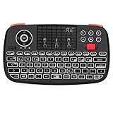 Rii Bluetooth Tastatur mit Touchpad(Bluetooth 4.0 + 2.4G Wireless), Mini Tastatur with Scrollrad und LED Hinterleuchtet（Deutsches Layout, Schwarz）