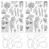 Transparentes Stempelset mit Vasenmuster, DIY-Scrapbook-Stempel, transparenter Stempel für die Dekoration von Fotoalbumkarten, inklusive 2 Stempeln und 2 Messern zum Basteln