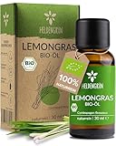 Heldengrün® BIO Lemongras Öl [100% NATURREIN] Erfrischend & Anregend - Echtes Zitronengrasöl - Duftöl Lemongras - Ätherische Öle für Aromatherapie