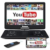 NAVISKAUTO 17,5'' Tragbarer DVD Player Auto Mit 15,6 Zoll HD Bildschirm, HDMI Eingang, 6 Stunden Akku, Mobiler DVD-Player Für Kinder Unterstützt USB, SD Karte, Sync TV/Projektor