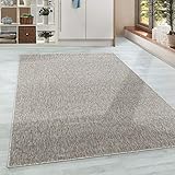 HomebyHome Teppich Wohnzimmer 200 cm Rund Beige Einfarbig Meliert Design - Schlafzimmer Teppich Kurzflor Extra Weich Pflegeleicht Teppiche für Küche Esszimmer Büroteppich - Carpet Living Room