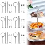 DTYGUIXE 6 Pack Etageren Stangen Set Etagere Bausatz Vintage Metallstange 3 Etagen Hochzeitstorte Tortenständer Etagere Stäbe Etageren Stangen für Kuchen, Obsttablett, Pralinen, Süßigkeiten (Silber)