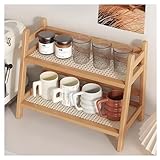 AIRCADIA Küchen Organizer 2 Tiers Bambus Nachahmung Rattanweberei Deko Küche,Gewürzregal Stehend Küche Aufbewahrung & Organisation Kaffeepads Aufbewahrung,Tee Organizer Tassenhalter(40 * 18 * 29)