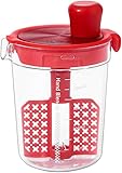 Salatdressing-Mixer Manuelle Rührflasche Handmixer Effiziente Filtration Abflussbecher mit Skala, Küchen-Backwerkzeug Eierbeater Salat Soße Mixer für Ei, Teig, Salatdressing (Rot)
