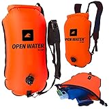 OPENWATER aufblasbare Schwimmboje und 3-in-1-Rucksack — große Boje mit Trockentasche für Dinge 28L — Triathlonboje