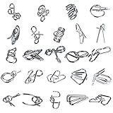 Qanmua 24 Stück Knobelspiele Set, 3D Brainteaser Metall Puzzle IQ Spiele für Kinder, Erwachsene und Studenten - Geduldspiele und Puzzle Ring Geschenke