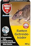 PROTECT HOME Rodicum Ratten Getreideköder, praktische, auslegefertige Portionsbeutel mit zuverlässiger Wirkung gegen Rattenbefall, 400g Faltschachtel