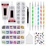 Flatback Strasssteine ​​für Nail Art Craft Picker Punktierstift Set Nagel Dotting Stift Mit Kleber Picker Stift