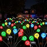 YGVQN 2 Stück Halloween Deko Licht Outdoor, 6 LED Grusel-Gesichter mit Farbwechsel & Wackelfunktion, Wasserdichte Halloween Solarlampen für Garten, Vorgarten, Party und Gruselhaus-Dekoration