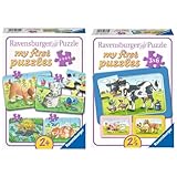 Ravensburger Kinderpuzzle - 06951 Niedliche Haustiere - My First Puzzle mit 2 & Kinderpuzzle - 06571 Gute Tierfreunde - My First Puzzle mit 3x6 Teilen - Puzzle für Kinder ab 2,5 Jahren