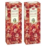 HEM Gulab Duft Räucherstäbchen | Agarbatti für Heimfrische, positive Energie & Yoga Meditation | Pooja Artikel für Zuhause | Brenndauer - 25-30 Minuten | 2-120 Stäbchen je (handgefertigt)