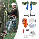 ACROSSPART Baumklettern Ausrüstung Set, Höhen Verstellbar Tree Climbing Spike, Baum Kletterausrüstung mit Sicherheitsgur Fußriemen und Knöchelriemen, Tragfähigkeit 100kg