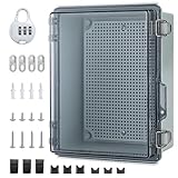 Anschlussdose Wasserdicht IP65, Aufputz Verteilerkasten, ABS Kabelanschlussdose zum Schutz von Steckdosenleiste, Transparentes Schaltschrank Außen mit Wandmontagezubehör Und Schloss (230*165*120mm)