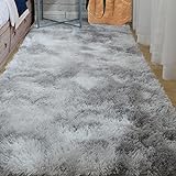 ABWXN Hochflor Teppich Flauschig 60x120 cm Flauschiger Teppich, Modern Langflor Shaggy Teppich für Wohnzimmer,Schlafzimmer - Hellgrau