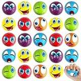 24Pcs Anti Stress Spielzeug Bälle,5CM Lustige Gesichter Softball,Mini Lächeln Gesicht Bälle,Mini Schaum Stressbälle,Verschiedene Emoticons Stressball,Antistressball Bälle Wutball für Kinder Erwachsene