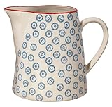 Bloomingville Krug Emma Retro Kanne Milch Vintage Teekrug Ø 11,5 x H 12,5 cm, blau, Keramik, fasst ca. 700 ml