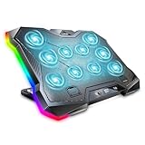 G-STORY Laptop Kühlpad,Laptop Kühlpads für 12-18 Zoll Notebook,10 Lüfter mit LEDs,Laptop Cooling Pad 8 höhenverstellbare Stände und 1 USB Port