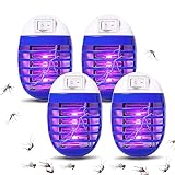 Insektenvernichter Elektrisch,4 Stück Mückenstecker,UV Mückenlampe Fliegenfalle Innenbereich Mückenfalle Mückenschutz,Tragbare Fliegenfallen für Schlafzimmer, Wohnzimmer Büro, Küche