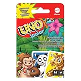 Mattel Games UNO Junior, UNO Kartenspiel, vereinfachte Version mit liebenswerten Zootieren und 3 Schwierigkeitsstufen, Spiele ab 3 Jahren, Perfekt als Reisespiel, ab 3 Jahre, GKF04