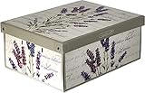 Aufbewahrungsbox mit Duftdeckel Lavendel aus Karton für Kleidung und Wäsche, parfümiert Kisten aufbewahrung, saisonaler Wechsel, Organizer Ideal für Vakuumbeutel oder Geschenkbox 35x25x17,5 cm