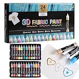 Generisch Shirt Paint | Textilfarbe Permanent,Handwerkswerkzeug Wasserdicht 30Ml 24 Farben Malen Für Basteln Kleidung Kinder Erwachsene Glas Holz Leinwand