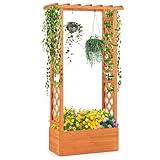Raised Garden Kits Hochbeet mit Rankgitter Blumenkasten mit hängendem Dach Ablauflöchern Pflanzkasten Rankhilfe Pflanzkübel für Garten Terrasse Hof (Orange 78 x 36 x 152 cm)