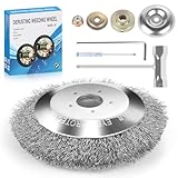 HIULLEN Unkrautbürste Freischneider, 25.4mm Universelle Wildkrautbürsten für Motorsensen, Drahtbürste Freischneider StahlbüRste Unkrautbuerste für Rasenmäher mit Werkzeug und Adaptern, 6 Zoll