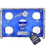 Best Sporting Fußballtor mit Torwand I Fußball Tor 213cm x 152cm I Fußballtor Kinder mit verschiedenen Farbmotiven I Hochwertiges Kindertor mit Netz, Torwand & Heringen I Fussball Tor Blau