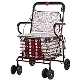 ZWQXZX Einkaufswagen Einkaufstrolley Treppensteigen Trolley Walker Mit Sitz Und Rädern Klapp Einkaufswagen Ältere Rollator Tragbare Leichte Walking Shoppingtrolley Trolly Einkaufswagen(B)