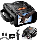 Nachtsichtgerät Ferngläser 800m, Jagd Fernglas mit Nachtsicht, HD-Bildschirm und 32GB Karte, Binoculars Infrarot Kamera 10X Digitalzoom 7 IR-Stufen, Video Sichern Wiederaufladbare für Camping Reisen