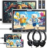 GOnavidio 10,5' DVD Player Auto 2 Bildschirme, Tragbarer Auto DVD-Player mit HDMI-Eingang, Slot-Loading-Disc, 2 Kopfhörer und Kopfstützenhalterung, Unterstützt Letzter Speicher, USB/TF-Karte