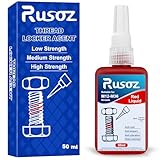 Rusoz Schraubensicherung Hochfest 50ml Hitzebeständig Schraubenkleber für Schrauben M12-M36 Thread Locker Anaerober Klebstoff für Abdichten und Verriegeln (Rot)