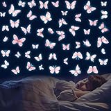 20 Stück Leuchtend Schmetterlinge Wandtattoo, Rosa Leuchtsticker Kinderzimmer, Schmetterling Fluoreszierende Aufkleber, Glow In The Dark Sticker für Mädchen Jungen Kinderzimmer, Schlafzimmer Wohnzimme